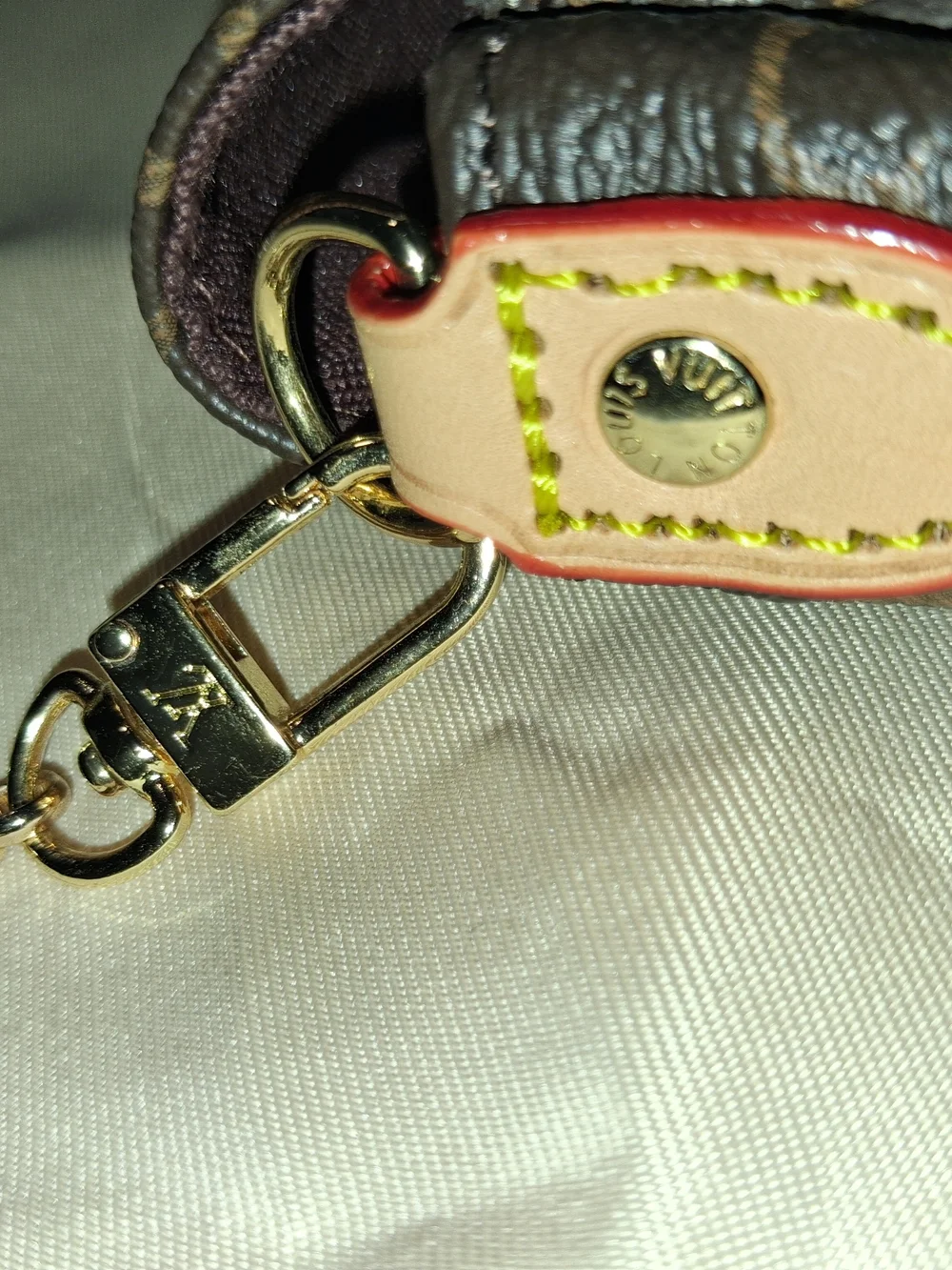 Louis Vuitton Brown Monogram Pochette Bag with Gold Chain